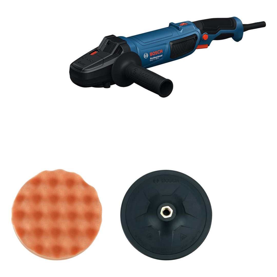 Bosch Professional Polierer GPO 11-180 S (inkl. 1x Backing Pad 180 mm, 1x Polierschwamm 180 mm,1x Zu