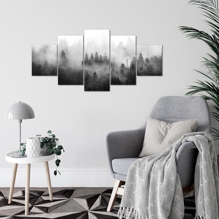 Runa Art Wandbilder Wald Natur 5 Teilig Bild auf Vlies Leinwand Deko Wohnzimmer Schlafzimmer Landsch