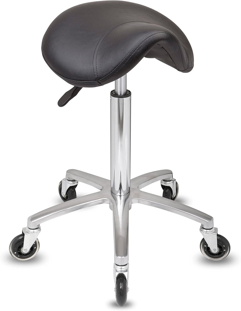 Staboos Rollhocker bis 160 kg - Sattelsitz mit Gel Polster - Praxishocker (Premium Rollen) Drehhocke