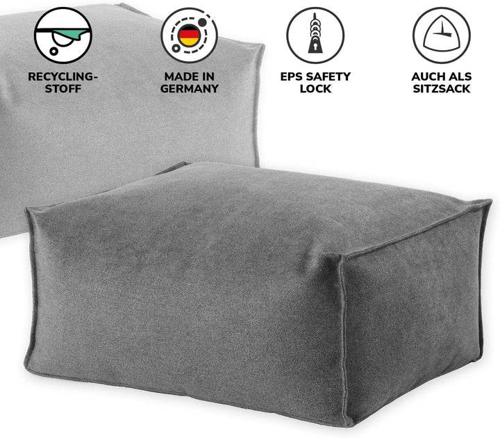 mokebo® Pouf, Hocker o. Sitzhocker 60x45cm 'Der Ruhepouf' Bodenkissen eckig, Fusshocker & Sitzwürfel
