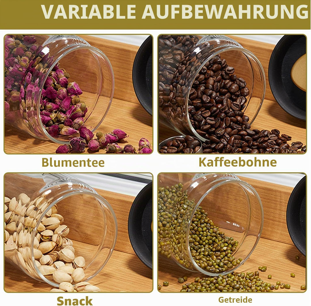 Kaffeedose mit Vakuumdeckel: 1800ml Kaffeedose aus Glas mit schwarzer Deckel nachhaltige Aufbewahrun