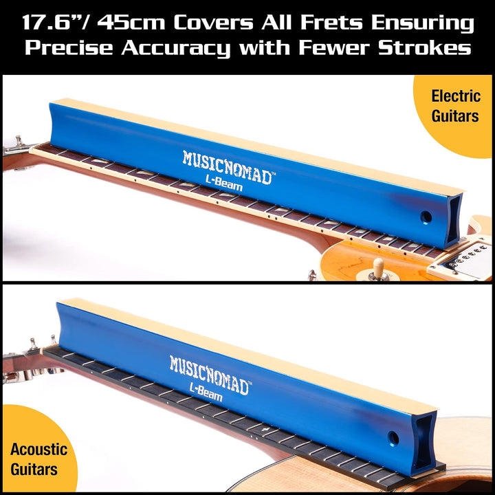 MusicNomad Fret Leveler (MN811) - Leveling (L-Beam) 17.6" (45 cm) for Acoustic and Electric Guitars