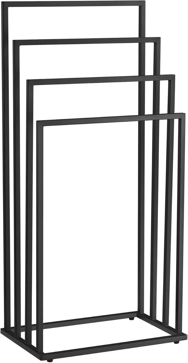 Handtuchständer Schwarz – 4Stangen, modern, stabil & pulverbeschichtet – Stahl, Schwarz