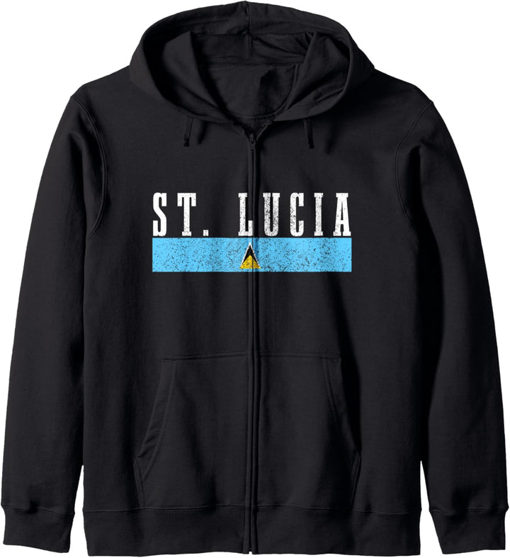 St. Lucia Flagge Vintage Karibik Saint Lucia Souvenir Kapuzenjacke
