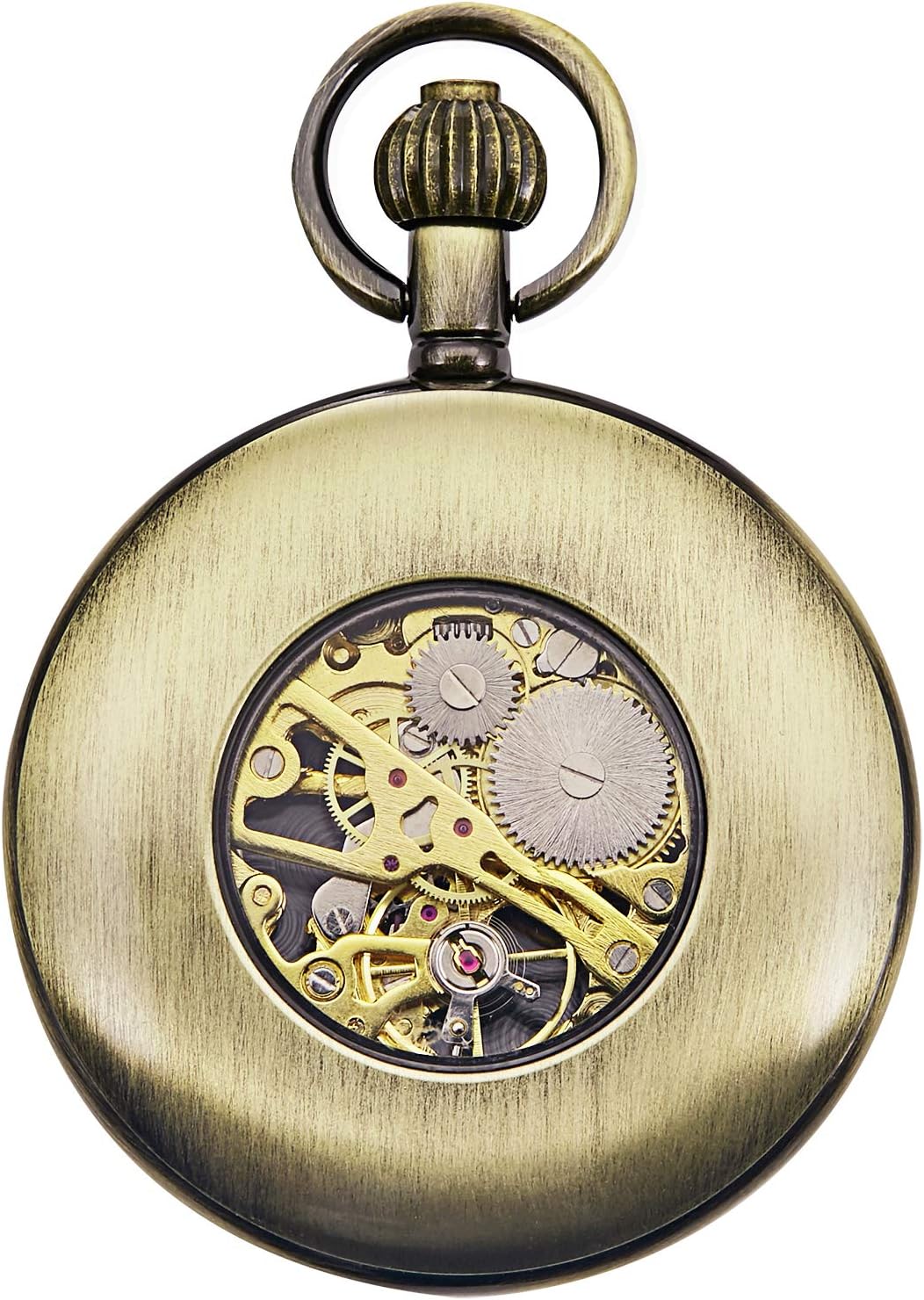 TREEWETO Antike Drache Mechanische Skelett-Taschenuhr mit Kette Bronze083, Bronze083