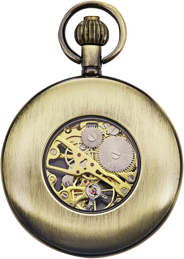 TREEWETO Antike Drache Mechanische Skelett-Taschenuhr mit Kette Bronze083, Bronze083