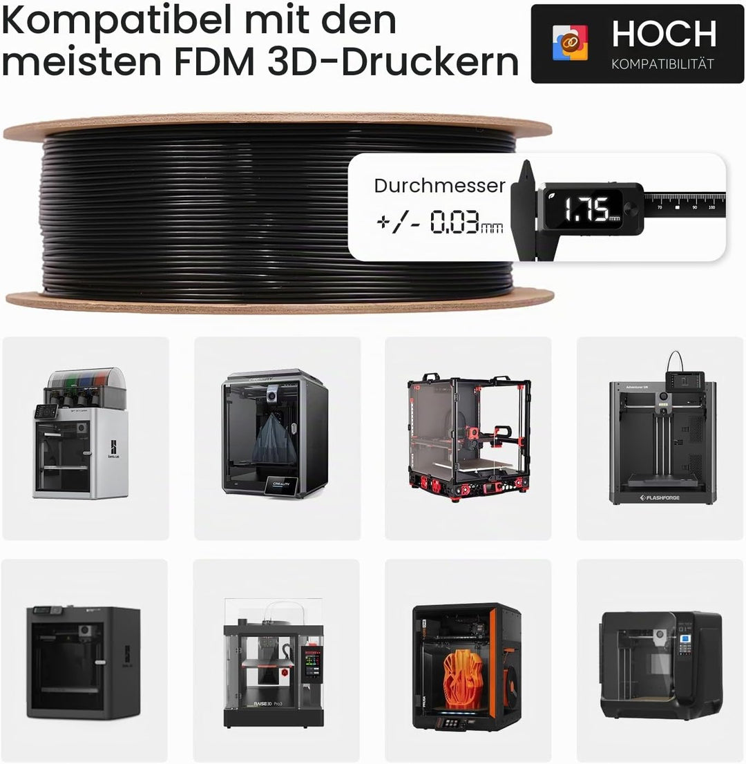 eSUN PLA+ Filament 1.75mm, 3D Drucker Filament PLA Plus, Massgenauigkeit +/- 0.03mm, 1kg Spule (2.2