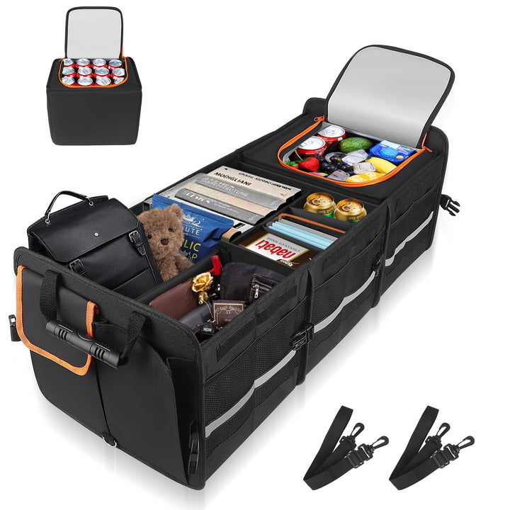 105L Auto Kofferraum Organizer,Kofferraum Organizer mit Kühltasche, Zusammenklappbarer Auto Organize