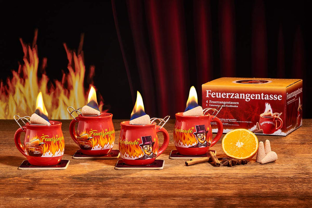 Feuerzangentasse 4er-Set, Rot/Rühmann - für Feuerzangenbowle, Rot/Rühmann