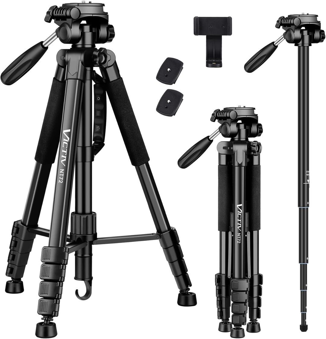 Victiv stativ Kamera 182 cm Aluminium Kamerastativ Einbeinstativ T72 Tripod- Leicht und Kompakt Reis