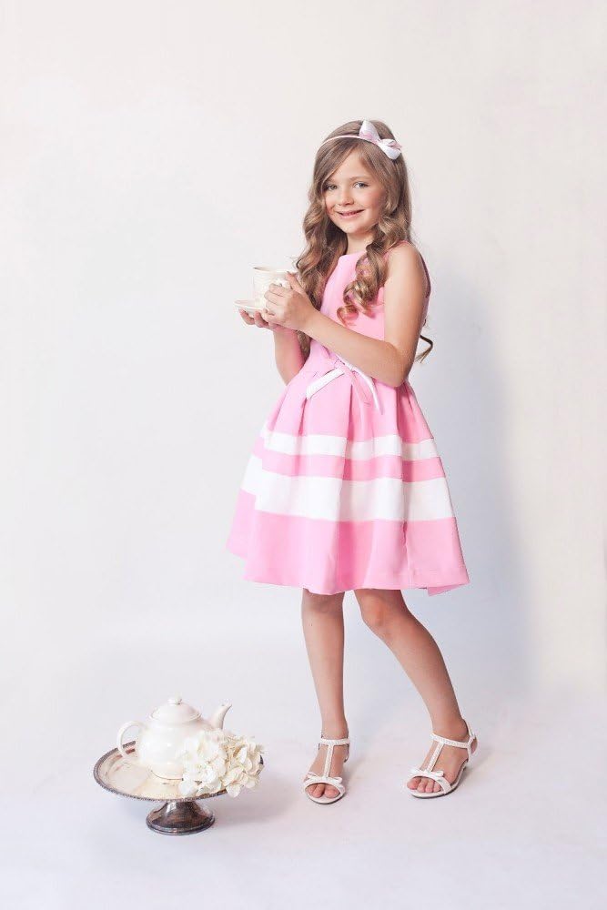 La-V Festliches Kleid gestreift mit Schleifen 98 Rosa, 98 Rosa