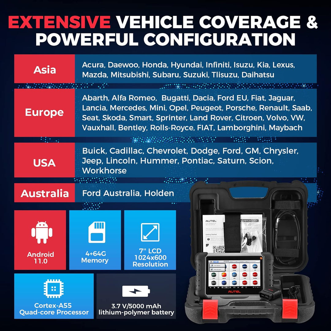 Autel MK808S-TS obd2 Diagnosegerät, 2023 Neuestes Android 11 Bluetooth Diagnosetablet mit Öl/EPB/BMS