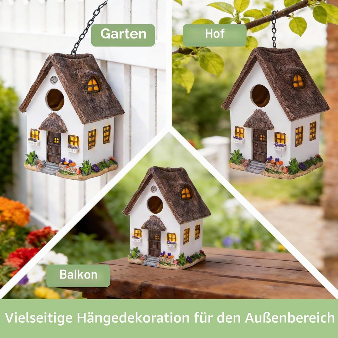 Vogelhaus für draussen, buntes Vogel-Nistkästen aus Kunstharz, mit Kette zum Aufhängen, für den Auss