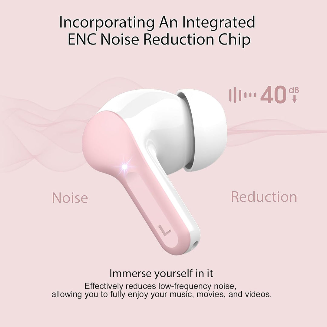 Bluetooth Kopfhörer, Kopfhörer Kabellos Bluetooth 5.4 In Ear, 4 ENC Noise Cancelling Mic Ohrhörer, H