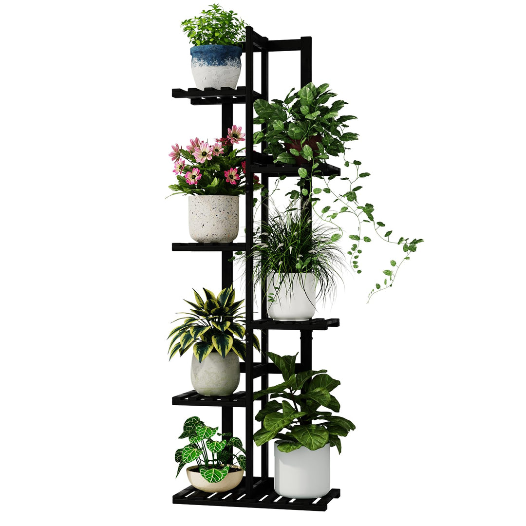 Bamworld Pflanzenständer Blumenständer Bambus Pflanzenregal Indoor Blumenregal Kleines Metall Blumen