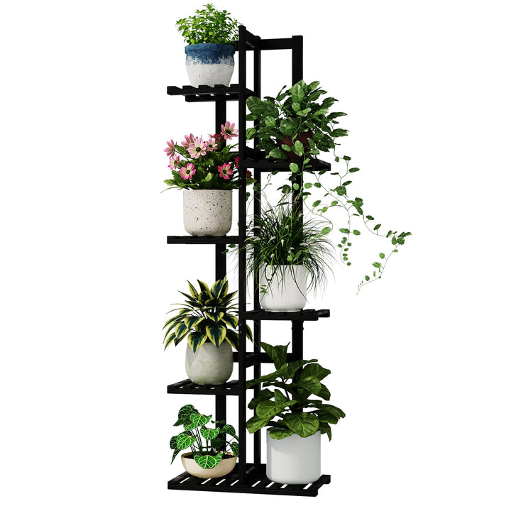 Bamworld Pflanzenständer Blumenständer Bambus Pflanzenregal Indoor Blumenregal Kleines Metall Blumen