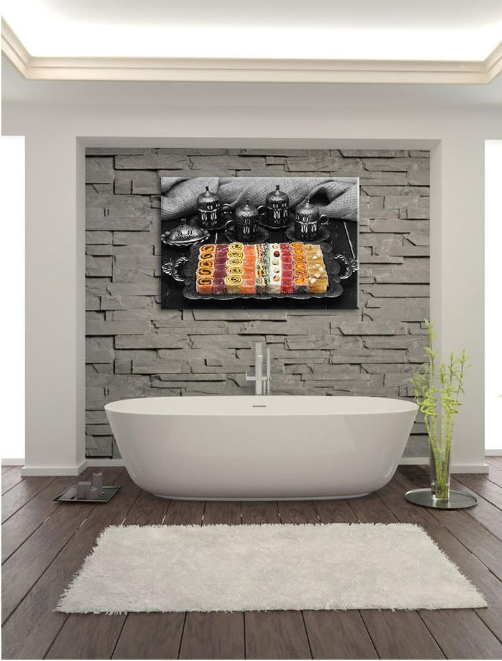 Pixxprint traditionelle türkische Desserts als Leinwandbild/Grösse: 100x70 / Wandbild/Kunstdruck/fer