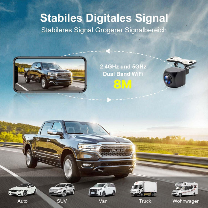 WiFi Rückfahrkamera, 5G 1080P HD Auto Rückfahrkamera für iPhone iPad Android Smart Phone Tablet mit