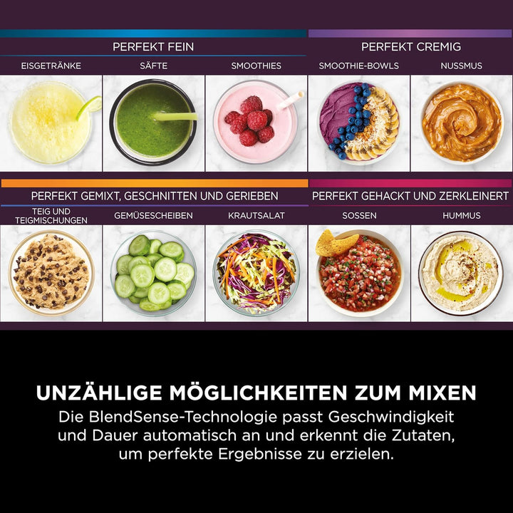 Ninja 3-in-1 Detect Power Blender Processor Pro, Schwarz, TB401EU | kraftvolle 1200W Küchenmaschine,