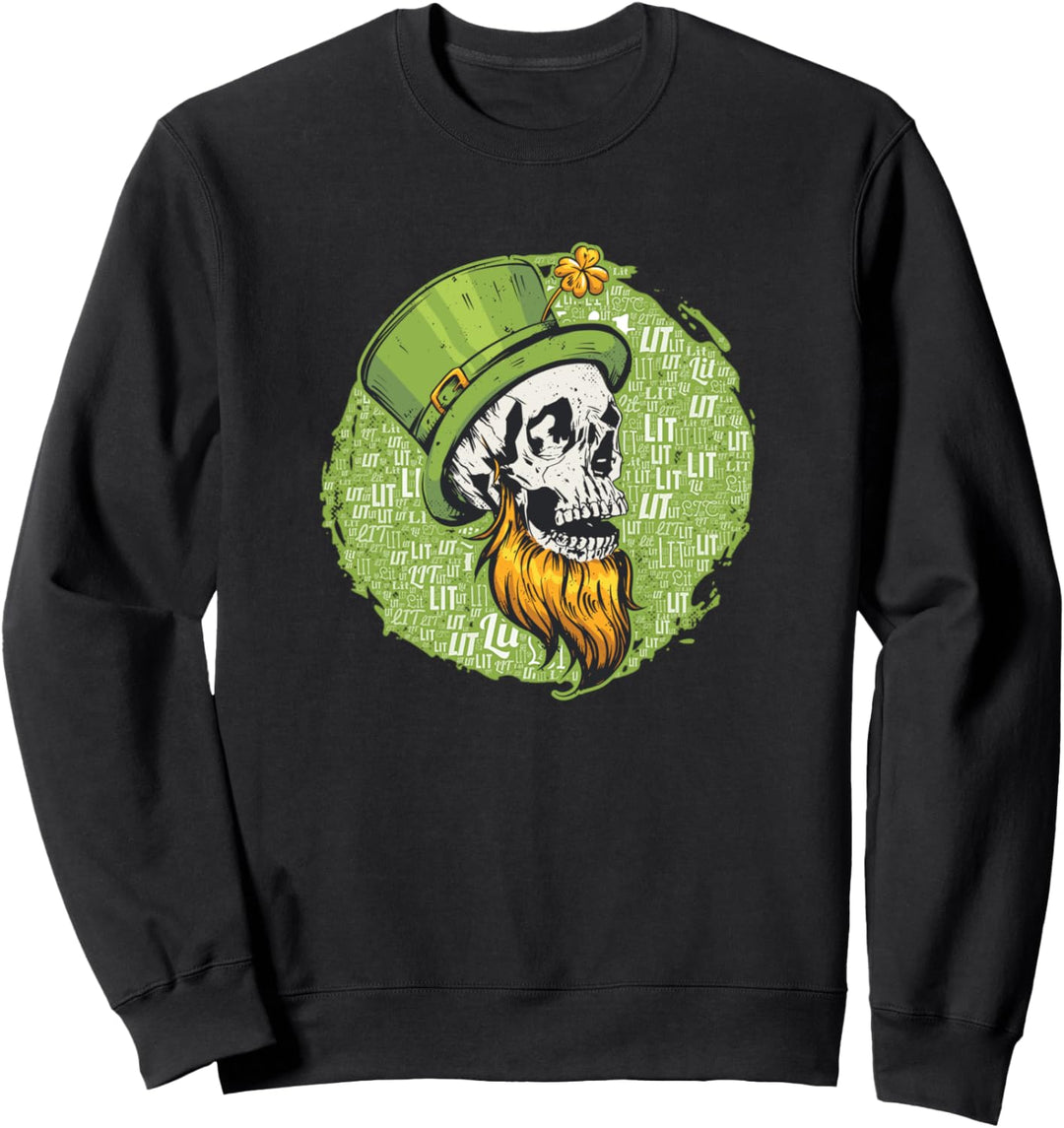 Irischer Glücks-Totenkopf Grünes Kleeblatt St. Patrick Day Sweatshirt