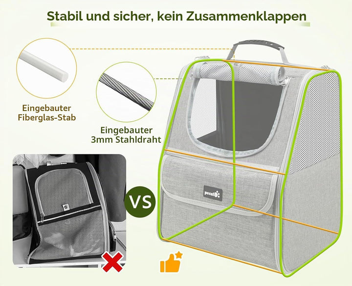 pecute Katzenrucksack Haustier Rucksack mit Netzfenster, Tragbare und Faltbare Katzentasche, Atmungs