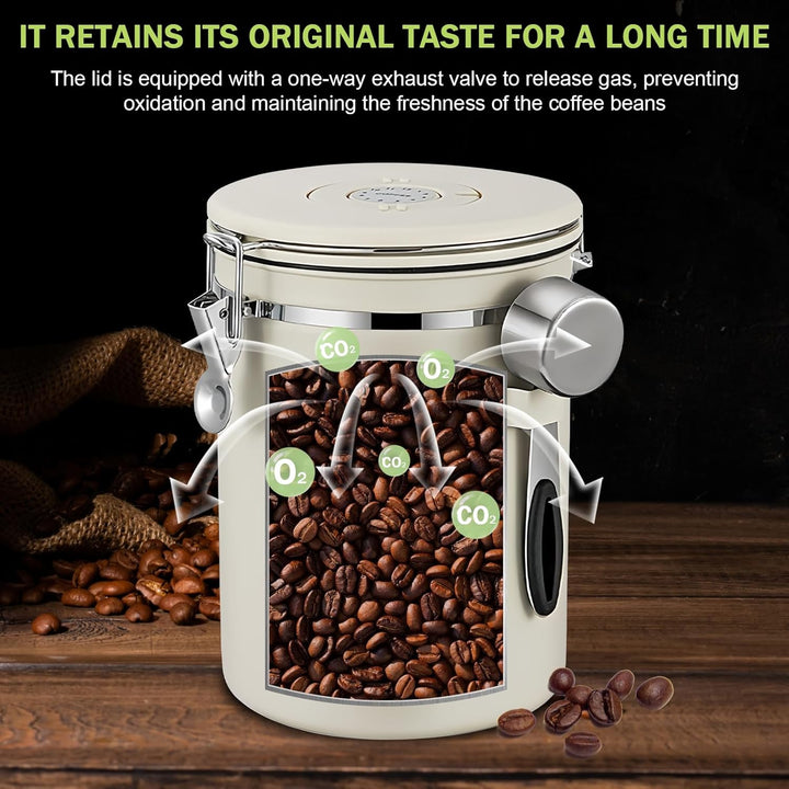 WANDGU 2,8L Kaffeepads Aufbewahrung Luftdicht: Runde Kaffeepaddose Vorratsdose mit Löffel, kaffeepad
