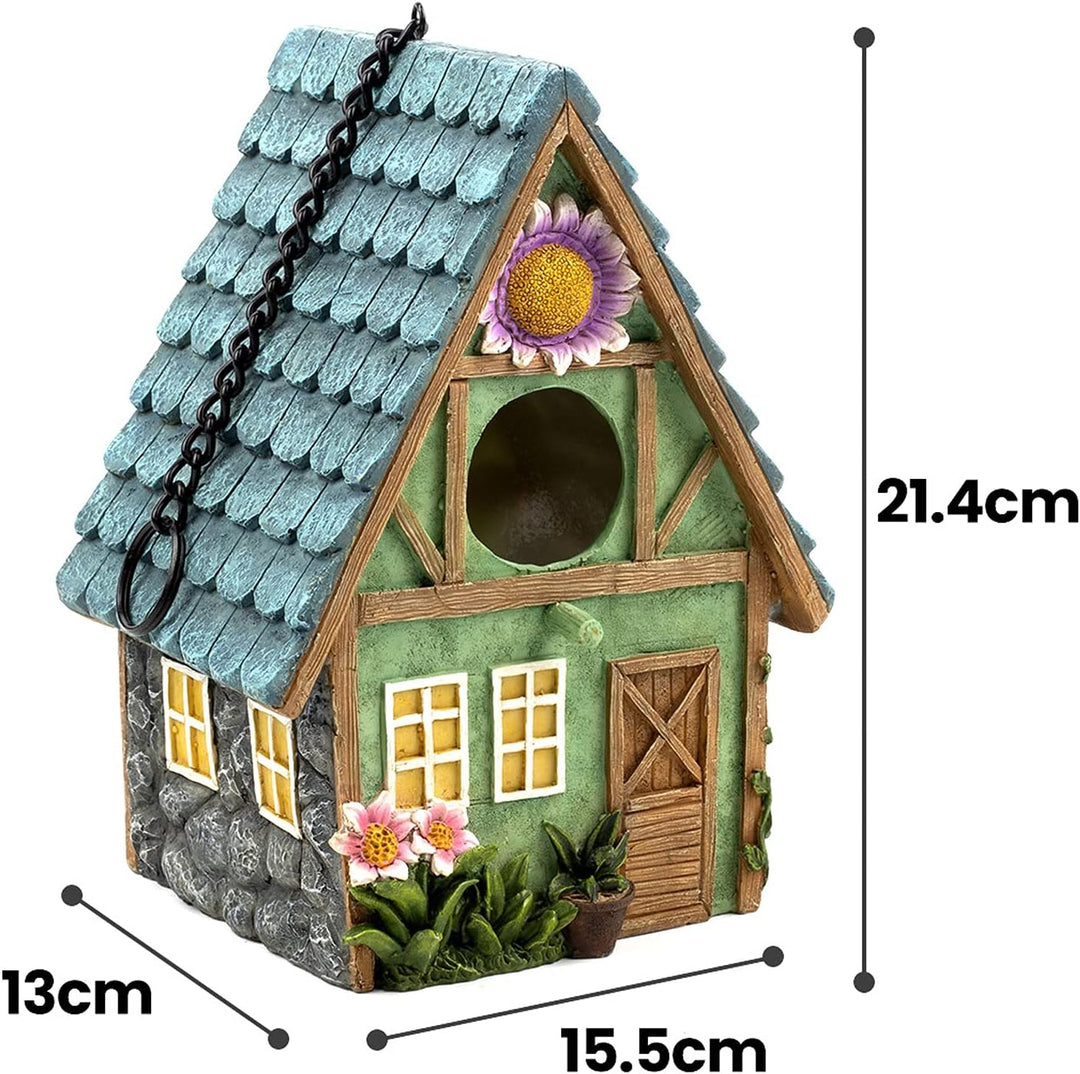 Holz Vogelhaus Nistkasten 21 x 15 x 13cm Mit Dekorativem Holzdach, Haus für Vögel, Vogelhäuschen für