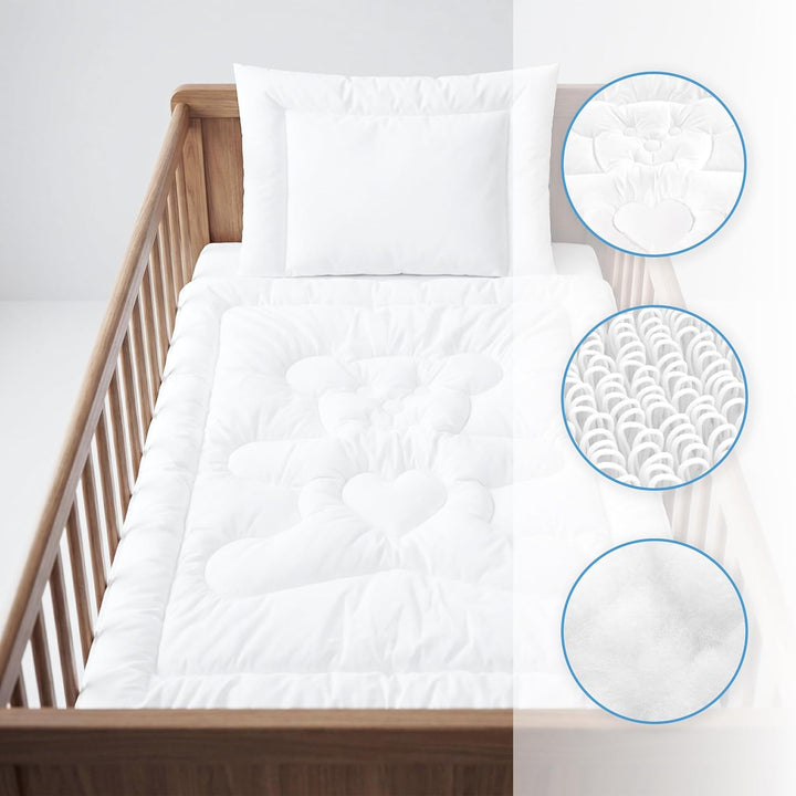 Baby Comfort Kleinkind Kinderbett Bettdecke &amp; Flachkissen Füllung Set 135x100 cm Ganzjahres-Design W