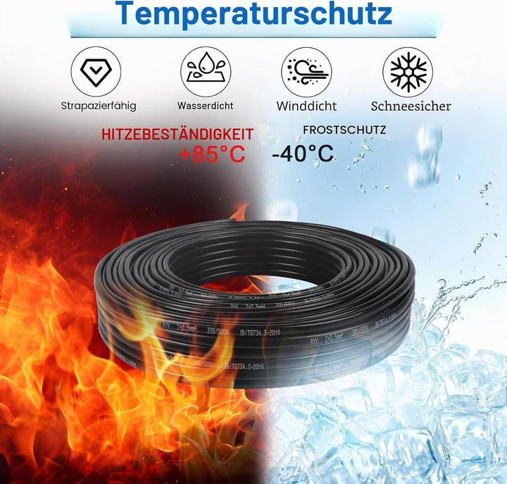 2 Adriges Fahrzeugleitung Kabel 5m, 12V 24V 2 Adriges Anhängerkabel LED-Rücklichter Verkabelung Kabl