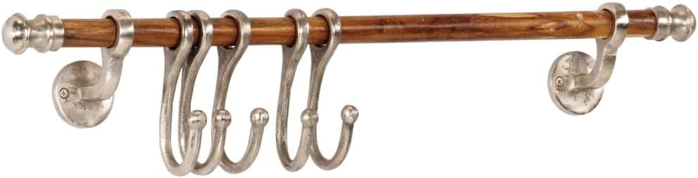 Hothingwell Wandgarderobe, Aluminium, 75 x 15 cm, 5 Haken | Verstellbare Schiebehaken, polierte Ober