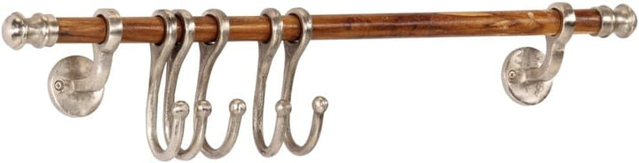 Hothingwell Wandgarderobe, Aluminium, 75 x 15 cm, 5 Haken | Verstellbare Schiebehaken, polierte Ober