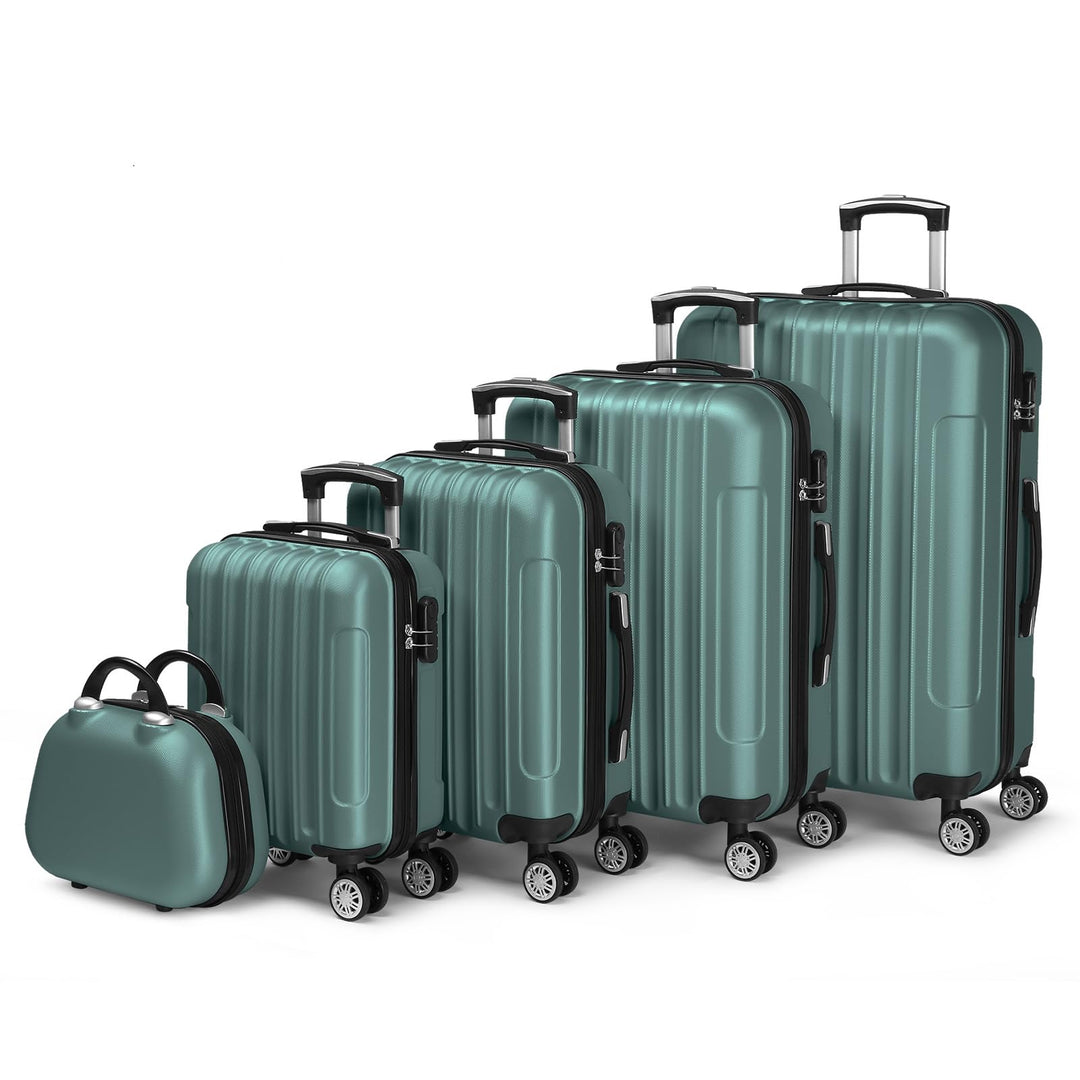 LALAHO Kofferset 5 teilig, Reisekoffer Set mit Kosmetikkoffer, Hartschalen Koffer Set aus ABS, Gepäc