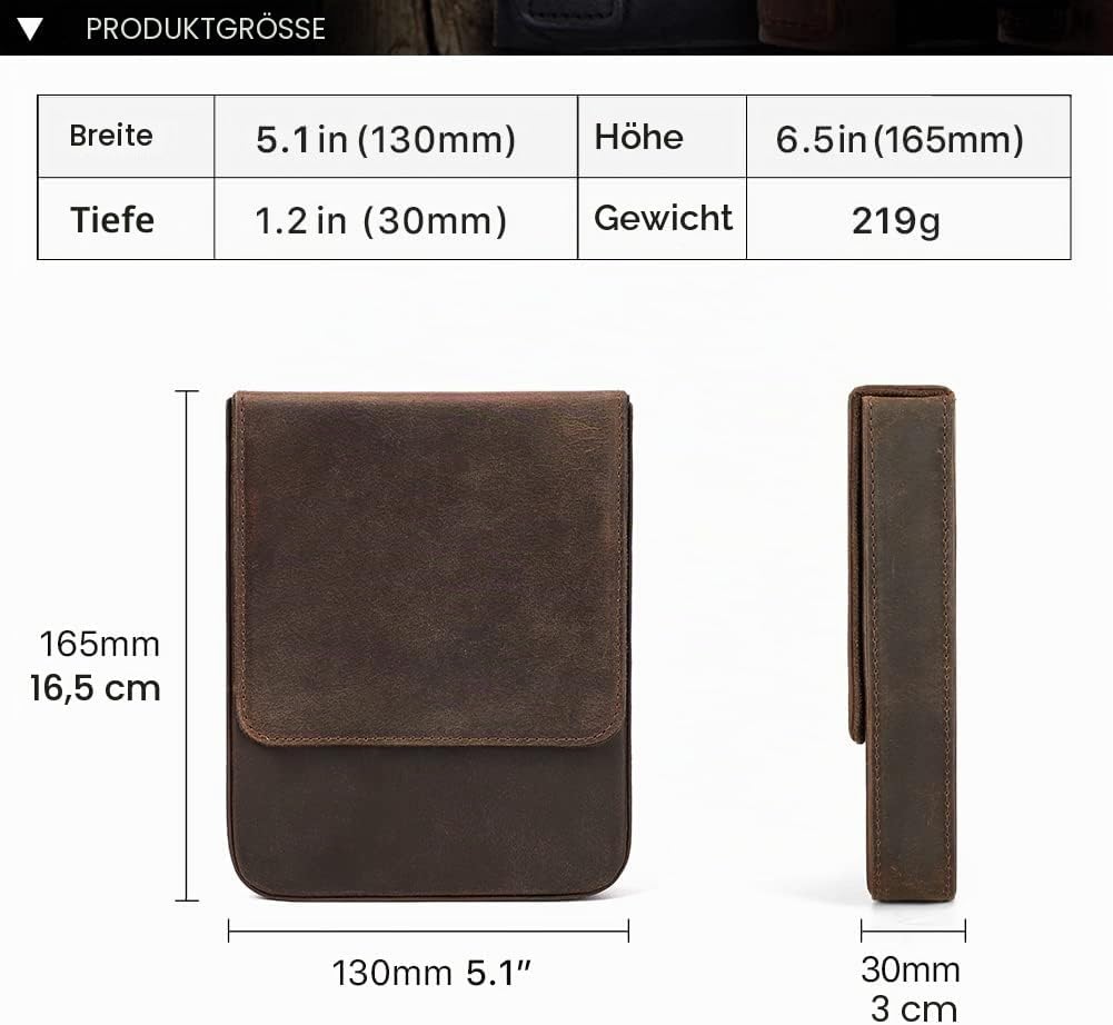 Contacts Stifteetui Leder für 6 stifte,Handgefertigt Vintage-Stifthalter, Stift-Schutzhülle für Reis