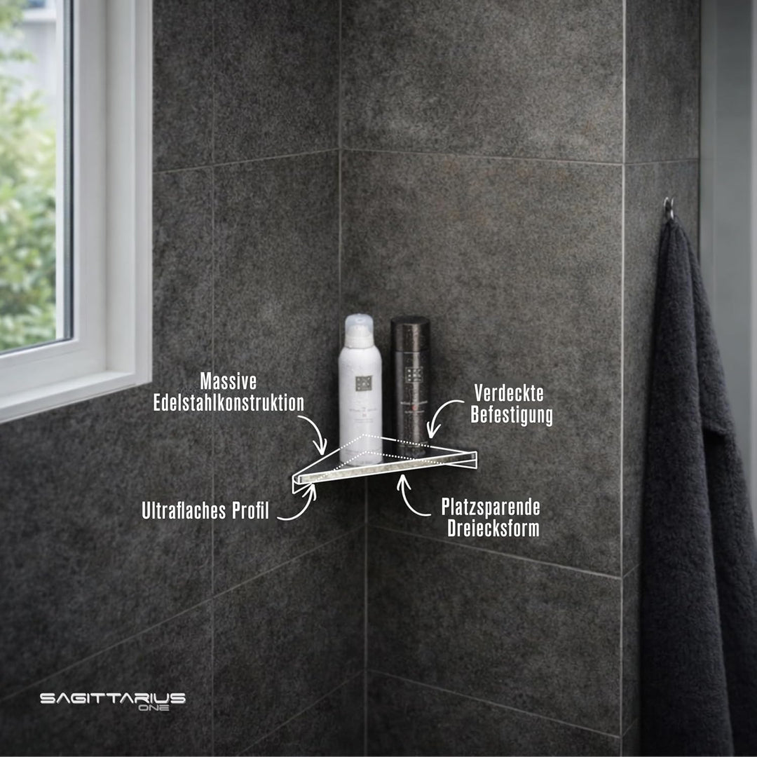 280S1 Shower Shelf – Duschkorb Ecke, Eckregal Dusche aus SUS304 Edelstahl, Poliert, Duschablage, Sha