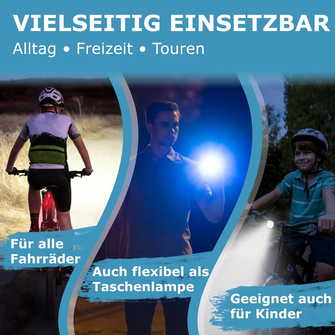 WIDDER Fahrradlicht Vorne & Hinten als Set [Sehr Hell 90 Lum LED] - Fahrrad Licht USB C Aufladbar -