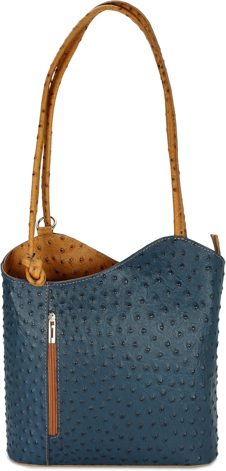 Belli italienische Ledertasche Backpack Classic 2in1 Damen Rucksack Leder Handtasche made in italy S
