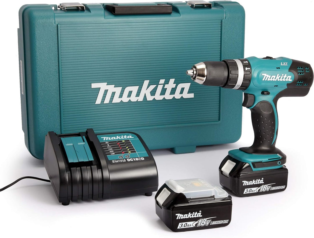 Perceuse à percussion MAKITA sans fil 18 V 2 batteries 3 Ah 13 mm et coffret - DHP453SFE