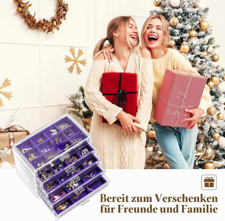 ProCase Acryl Schmuck Organizer Schmuckschatulle für Damen Durchsichtige Schmuckaufbewahrung Schmuck