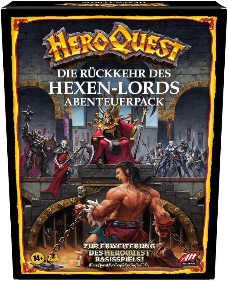 Avalon Hill HeroQuest Die Rückkehr des Hexen-Lords Abenteuerpack, Dungeon Crawler Spiel ab 14 Jahren