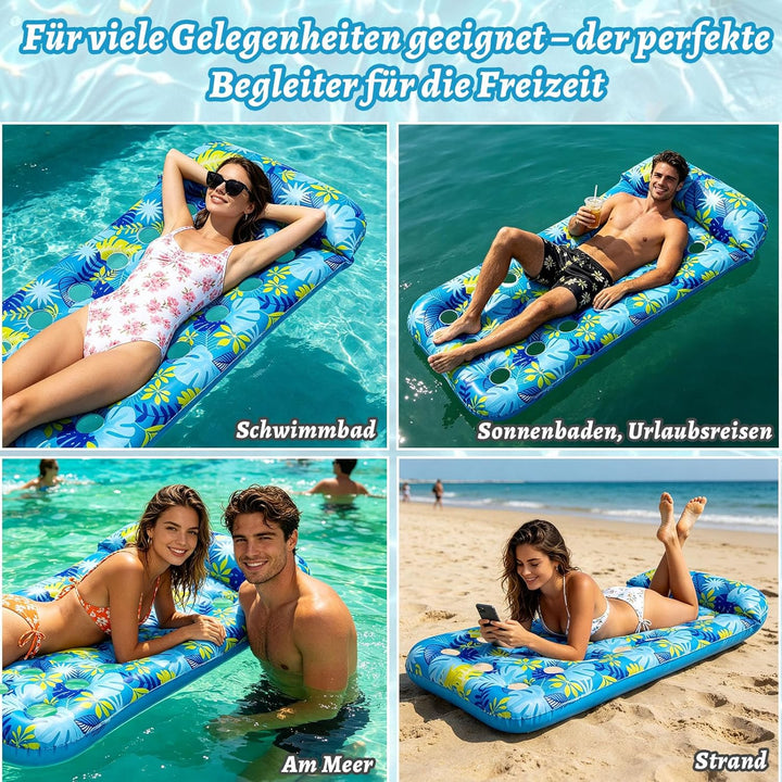 Luftmatratze Pool, Floaty Schwimmmatratze Mit Kopfstütze Erwachsene Schwimmende Wasserspass Schwimme