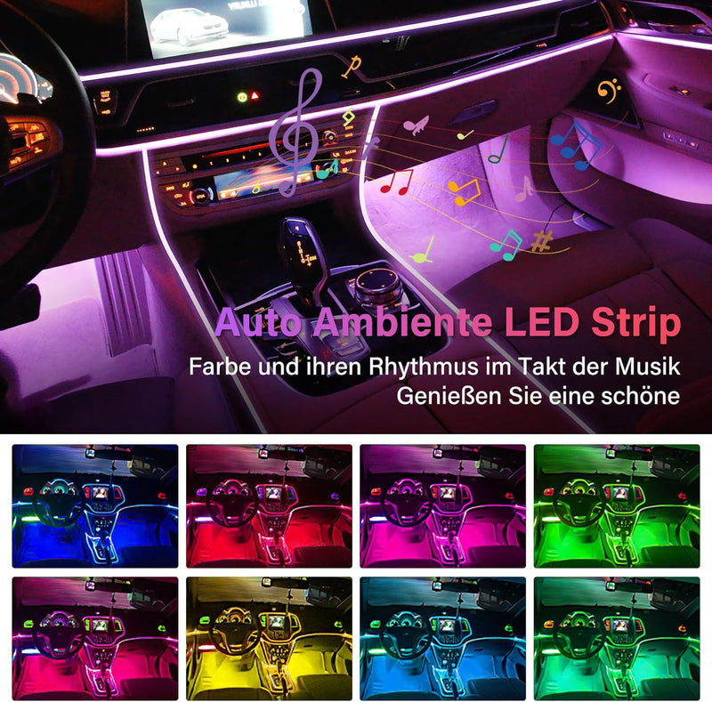 OMECO LED Innenbeleuchtung Auto USB Ambientebeleuchtung 4m 5050RGB mit Fussraumbeleuchtung und Kontr