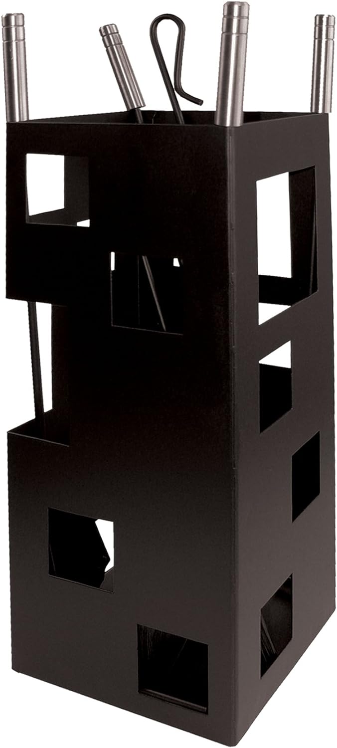 Imex der Fuchs 10098 Set für Kamin, quadratisch Nützliche Inox, 50 x 20 x 20 cm) schwarz