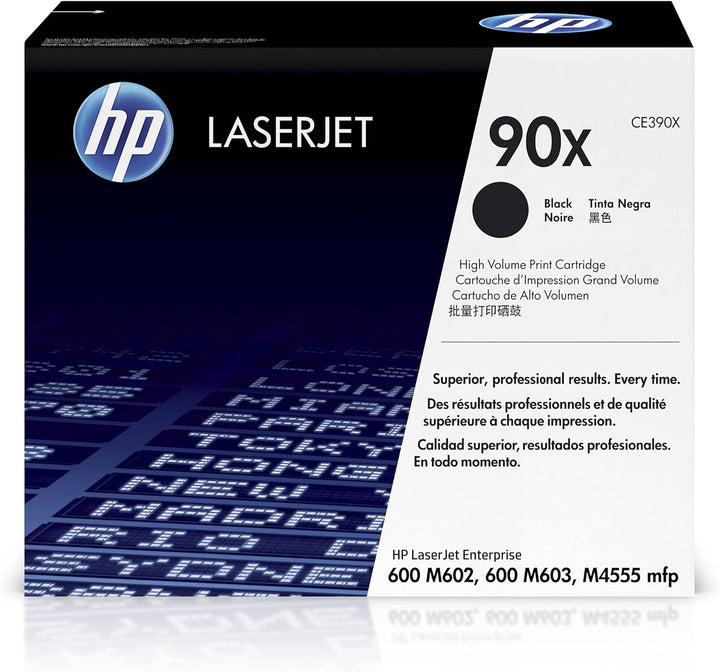 HP 90X (CE390X) Schwarz Original Toner mit hoher Reichweite, XXL Schwarz XL 24.000S, Schwarz XL 24.0