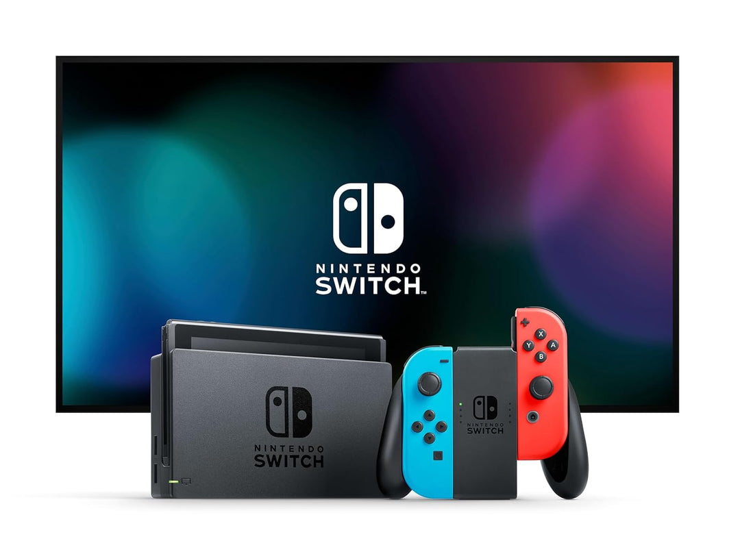 Nintendo Switch-Konsole Neon-Rot/Neon-Blau Switch-Tasche & -Schutzfolie - Schwarz/Weiss