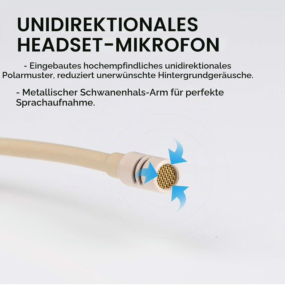 Sujeetec Headset Mikrofon Stirnband mic für Sennheiser kabellos Bodypack Transmitter Taschensender -