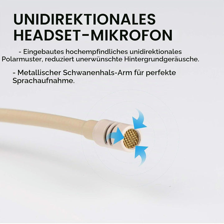 Sujeetec Headset Mikrofon Stirnband mic für Sennheiser kabellos Bodypack Transmitter Taschensender -