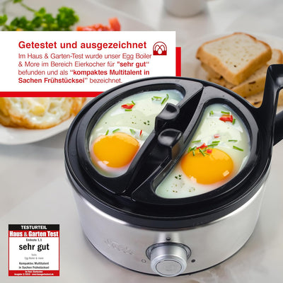 Solis Eierkocher Egg Boiler & More 827 - Für 7 Eier - Kochen und Dämpfen - Mit Härtegradeinstellung