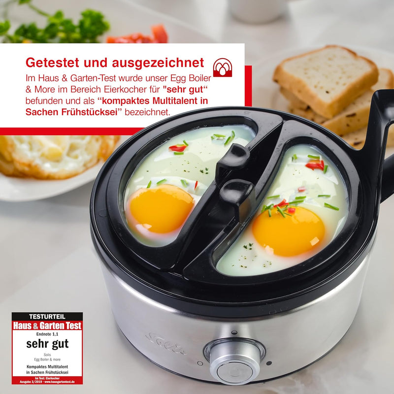 Solis Eierkocher Egg Boiler & More 827 - Für 7 Eier - Kochen und Dämpfen - Mit Härtegradeinstellung