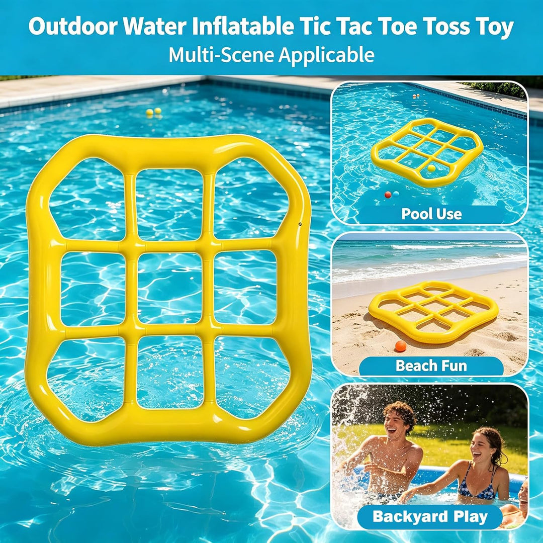 Aufblasbares Wasserspielzeug,Tic Tac Toe Pool Spielzeug mit 10 Aufblasbarer Ball,9-Kästchen-Gitter-W