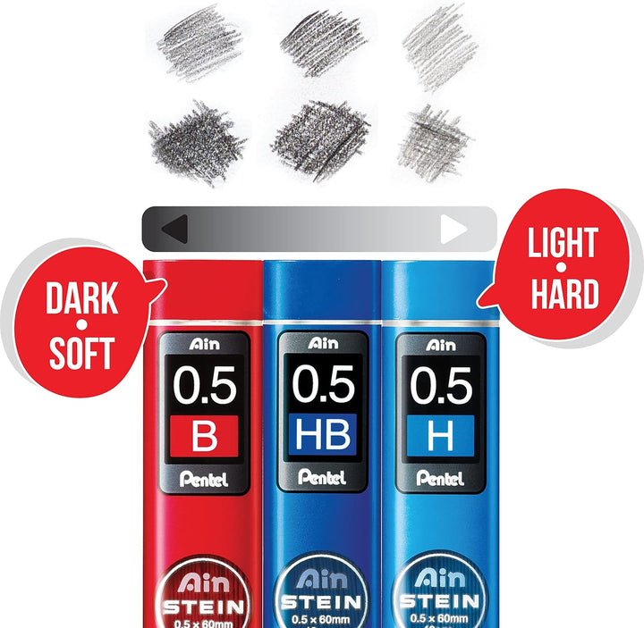 Pentel Ain STEIN C275 Feinmine, 40 Minen je Dose, 0.5 mm, Härtegrad 2B (12 Dosen)